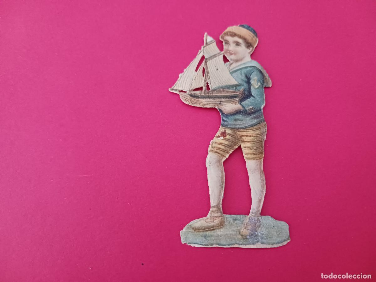 Coleccionismo cromos troquelados antiguos: cromo troquelado, ni&ntilde;o con barquito, chocolate amatller