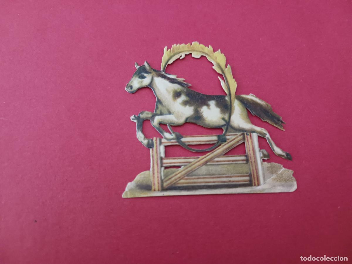Coleccionismo cromos troquelados antiguos: cromo troquelado, caballo saltando obstaculo, chocolate amatller