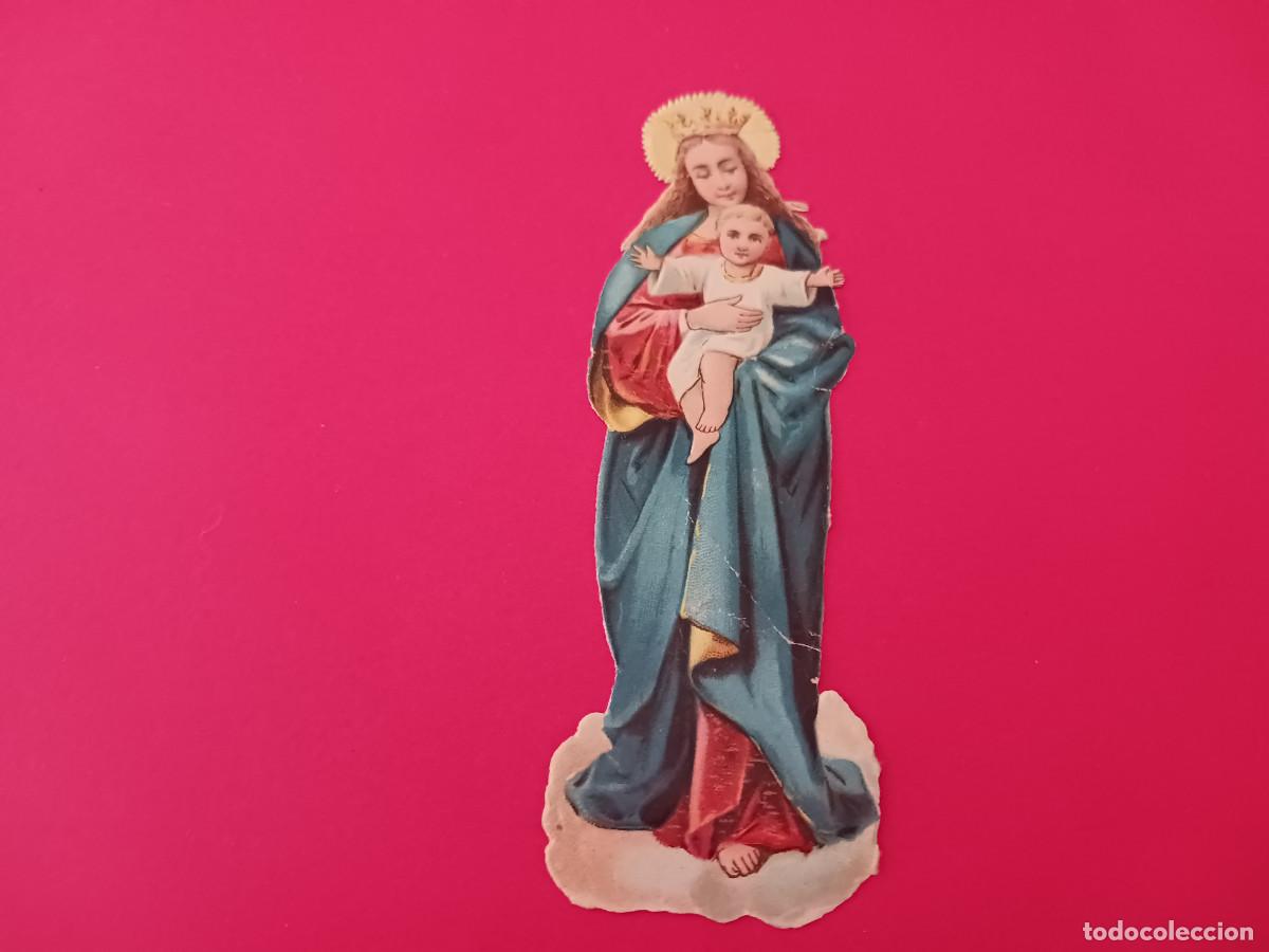 Coleccionismo cromos troquelados antiguos: cromo troquelado, virgen maria con el ni&ntilde;o jesus, la nueva colonial, chocolates jaime boix