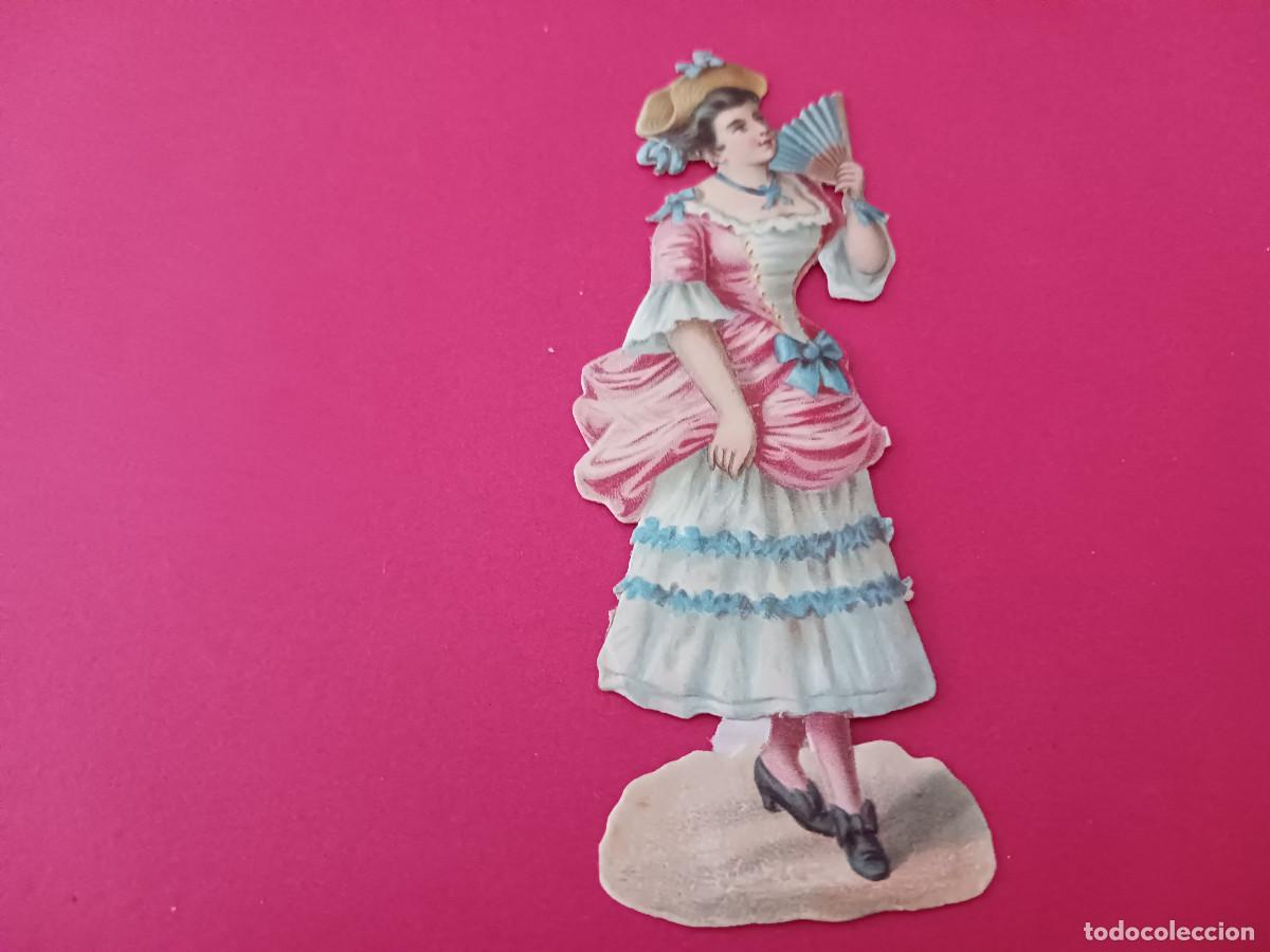 Collectable Antique Stamped Cards: cromo troquelado, se&ntilde;ora con abanico, sin nombre