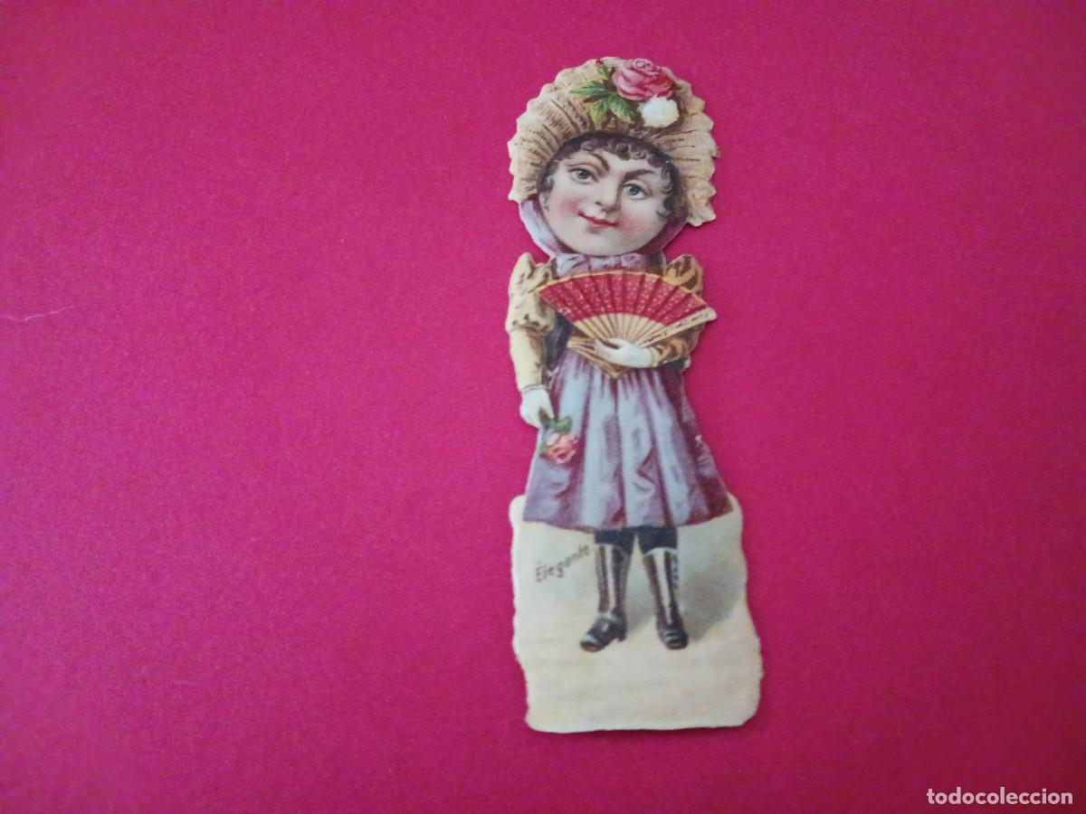 Coleccionismo cromos troquelados antiguos: cromo troquelado, mujer elegante con abanico, compa&ntilde;ia colonial, gerente jaime boix