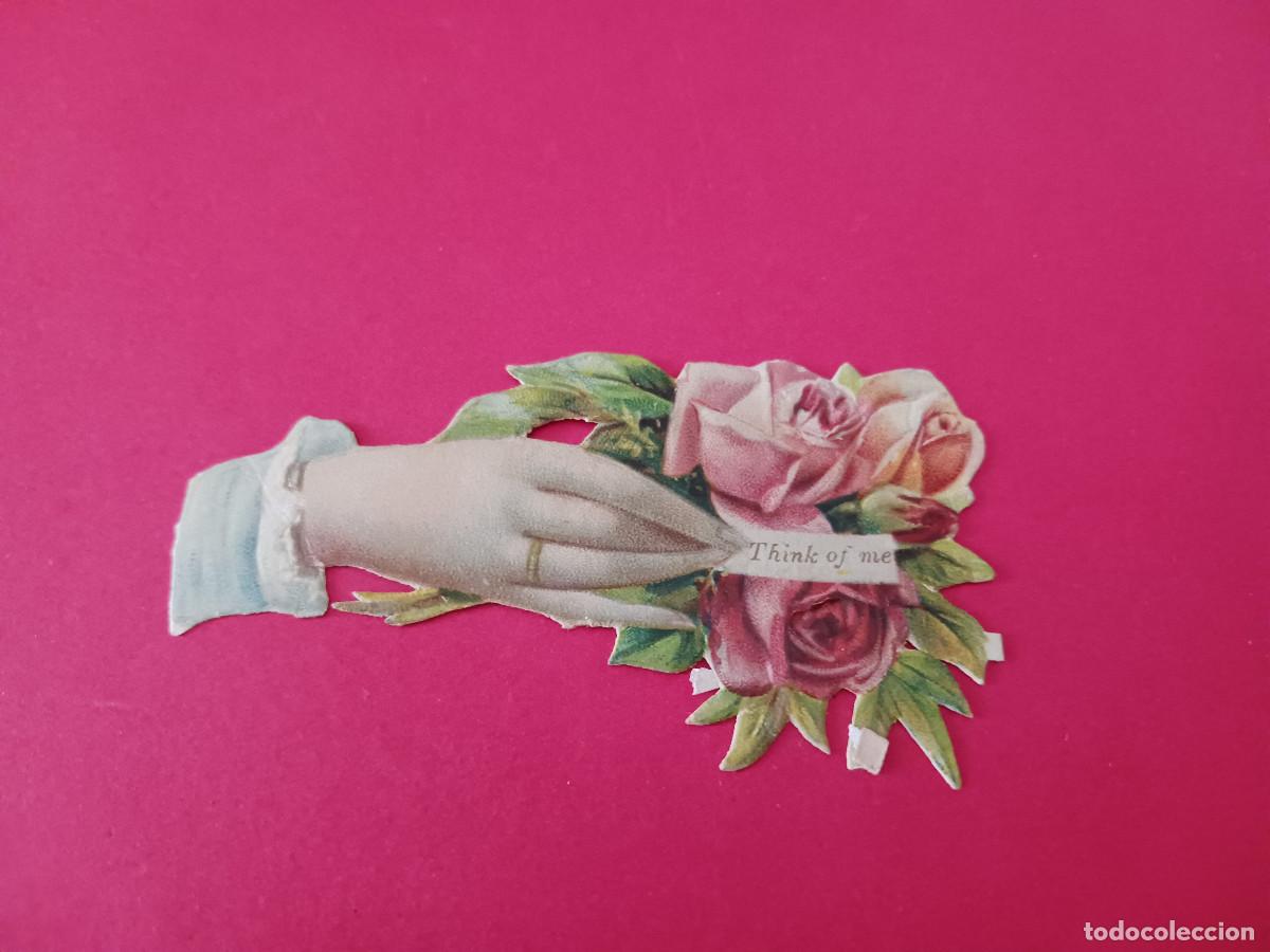 Coleccionismo cromos troquelados antiguos: cromo troquelado, mano femenina sostenindo unramo de rosas, chocolate evaristo juncosa
