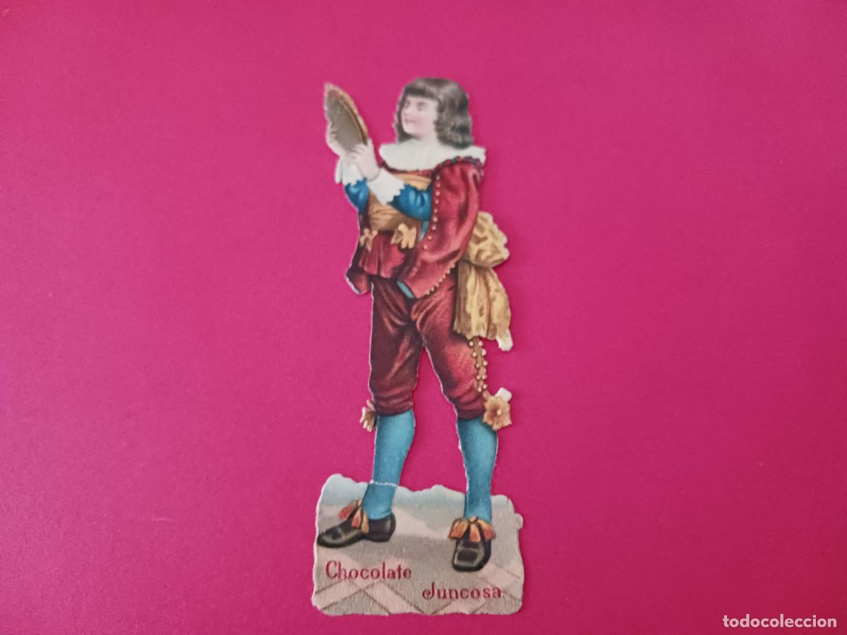 Coleccionismo cromos troquelados antiguos: cromo troquelado, paje con abanico, chocolate juncosa