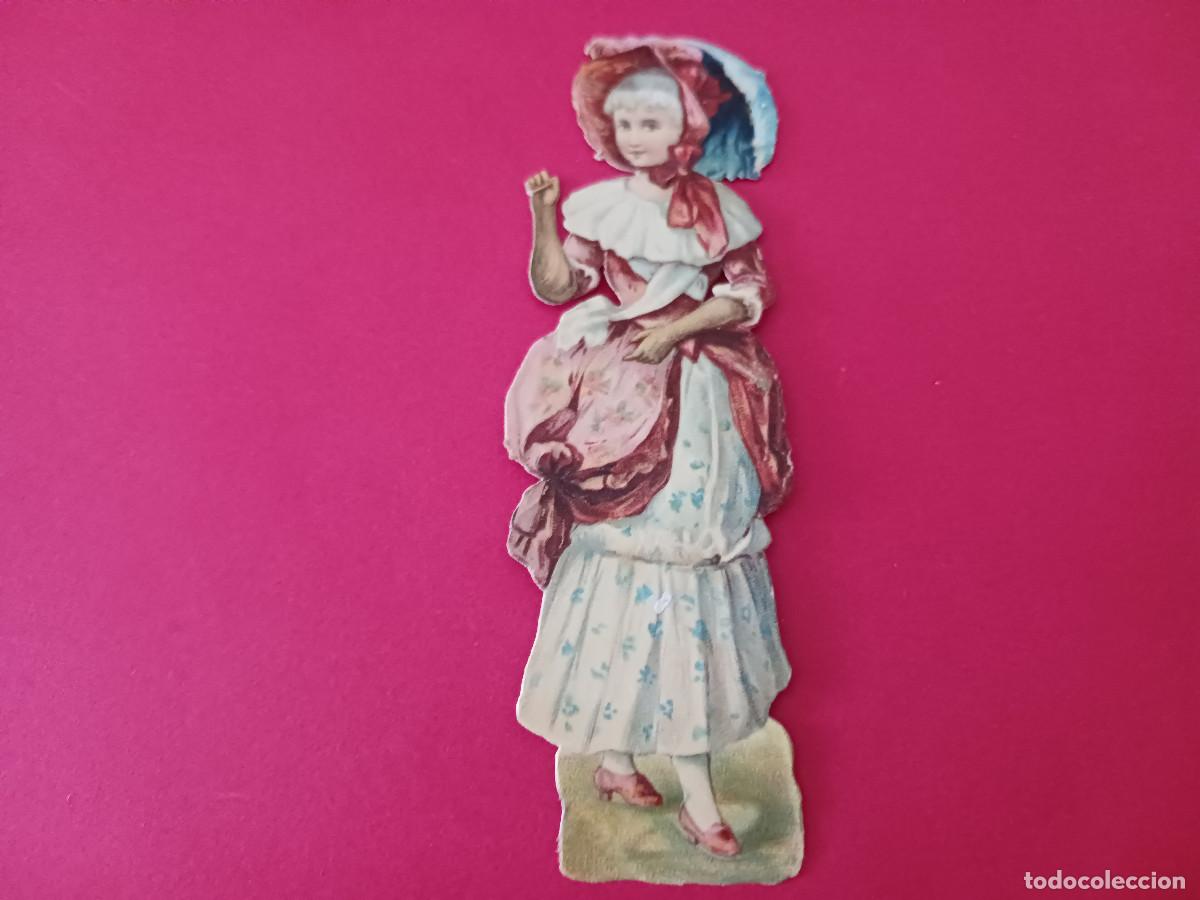 Coleccionismo cromos troquelados antiguos: cromo troquelado, se&ntilde;ora con sombrilla sin nombre comercial