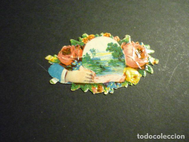 Collectionnisme Cartes &agrave; collectionner massicot&eacute;es anciennes: MANO CON FLORES CROMO TROQUELADO