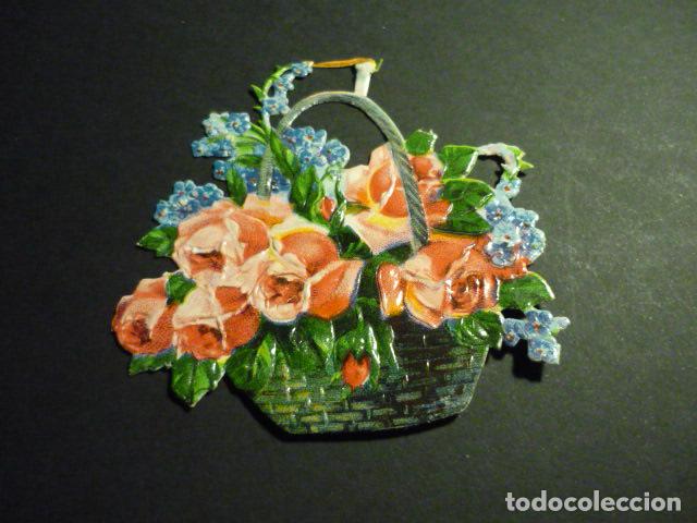 Sammeln alte gestanzte Sammelbilder: CESTA CON FLORES CROMO TROQUELADO