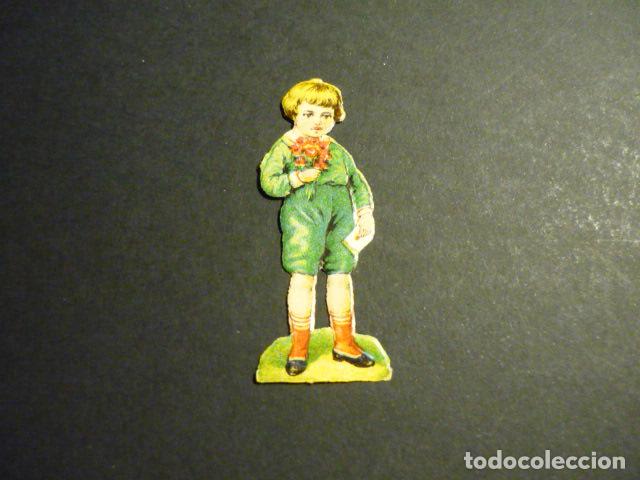 Sammeln alte gestanzte Sammelbilder: NI&Ntilde;O CON RAMO DE FLORES CROMO TROQUELADO