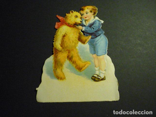 Collectionnisme Cartes &agrave; collectionner massicot&eacute;es anciennes: NI&Ntilde;O CON OSO DE PELUCHE CROMO TROQUELADO