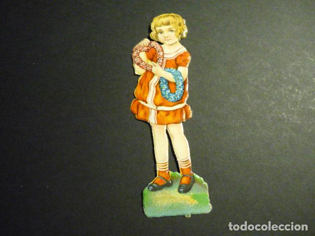 Collectionnisme Cartes &agrave; collectionner massicot&eacute;es anciennes: NI&Ntilde;A CON FLORES CROMO TROQUELADO