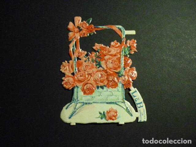 Collectionnisme Cartes &agrave; collectionner massicot&eacute;es anciennes: CESTA CON FLORES CROMO TROQUELADO
