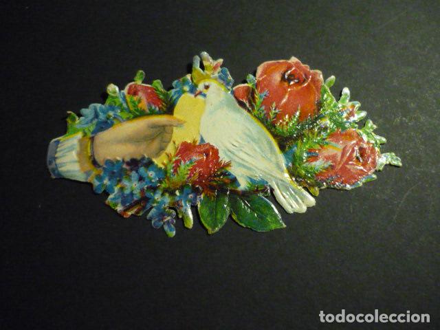Collectionnisme Cartes &agrave; collectionner massicot&eacute;es anciennes: MANO CON PALOMA Y FLORES CROMO TROQUELADO