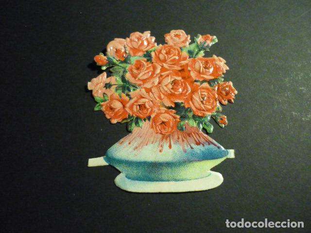Collectable Antique Stamped Cards: JARRON CON FLORES CROMO TROQUELADO