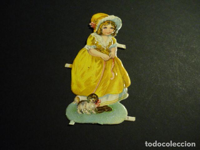 Collectable Antique Stamped Cards: NI&Ntilde;A CON PERRO CROMO TROQUELADO