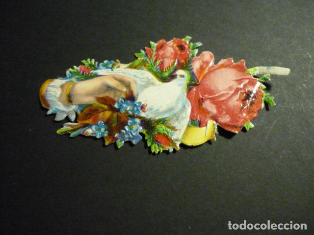 Collectable Antique Stamped Cards: MANO CON FLORES CROMO TROQUELADO