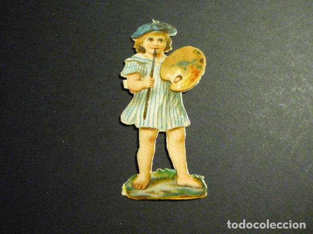 Collectable Antique Stamped Cards: NI&Ntilde;A PINTORA CROMO TROQUELADO