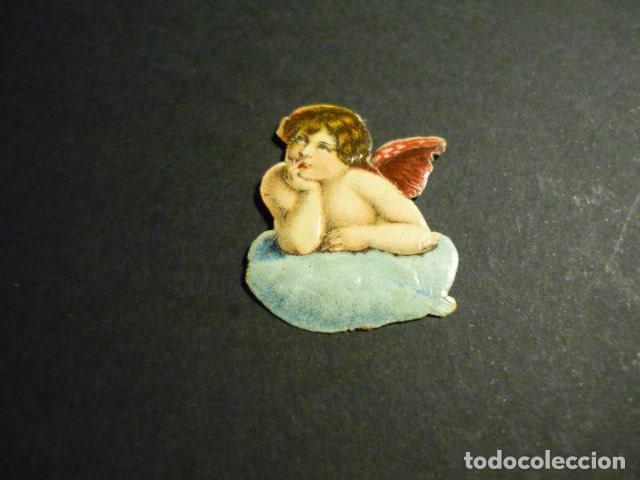 Collectable Antique Stamped Cards: ANGEL PENSATIVO CROMO TROQUELADO
