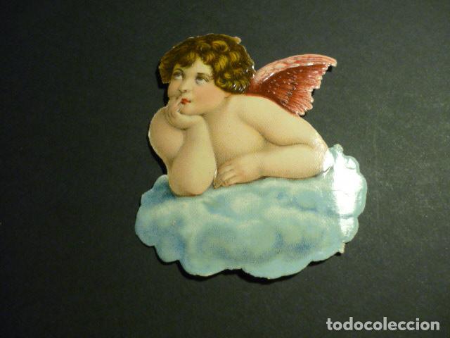 Collectable Antique Stamped Cards: ANGEL PENSATIVO CROMO TROQUELADO