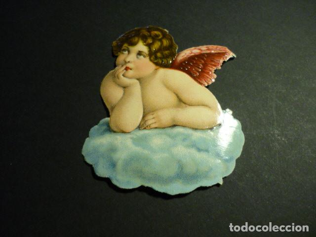 Collectable Antique Stamped Cards: ANGEL PENSATIVO CROMO TROQUELADO