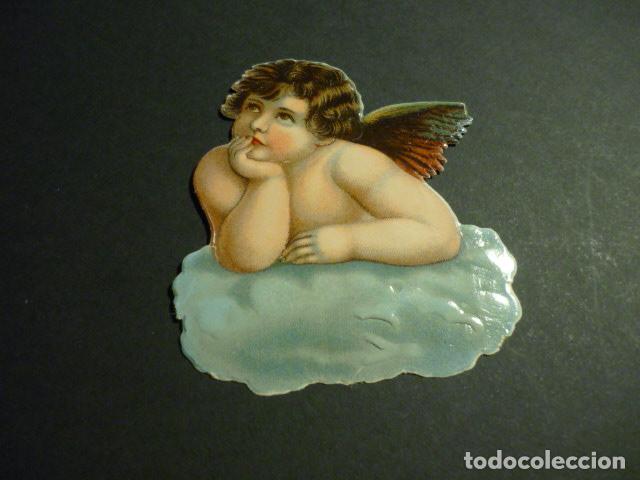 Collectable Antique Stamped Cards: ANGEL PENSATIVO CROMO TROQUELADO