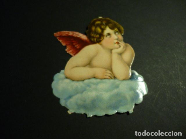 Collectable Antique Stamped Cards: ANGEL PENSATIVO CROMO TROQUELADO