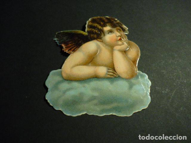 Collectable Antique Stamped Cards: ANGEL PENSATIVO CROMO TROQUELADO