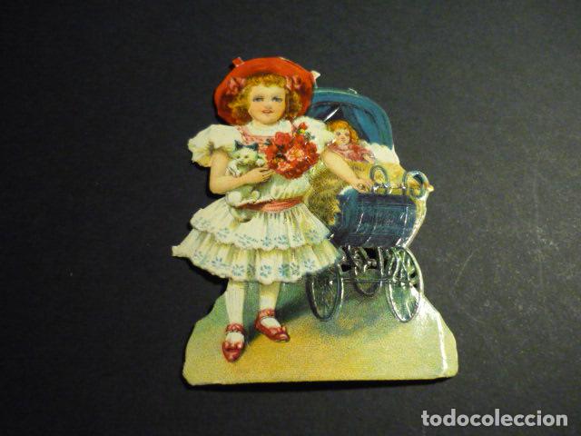 Collectable Antique Stamped Cards: NI&Ntilde;A CON COCHECITO CROMO TROQUELADO