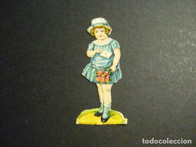 Collectionnisme Cartes &agrave; collectionner massicot&eacute;es anciennes: NI&Ntilde;A CON FLORES CROMO TROQUELADO