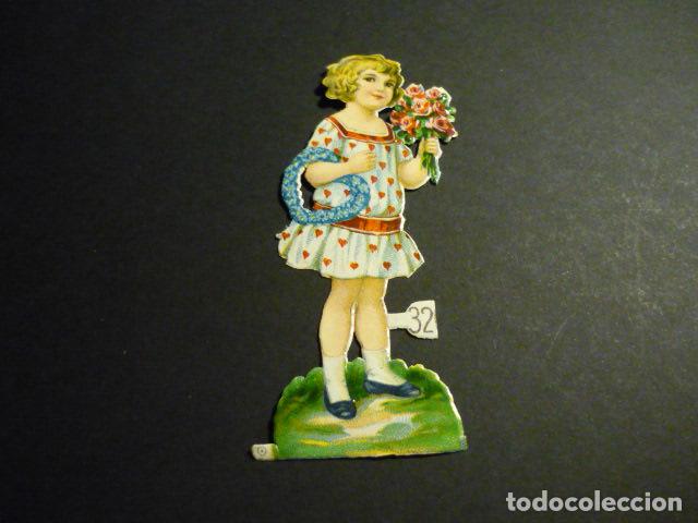 Collectionnisme Cartes &agrave; collectionner massicot&eacute;es anciennes: NI&Ntilde;A CON FLORES CROMO TROQUELADO