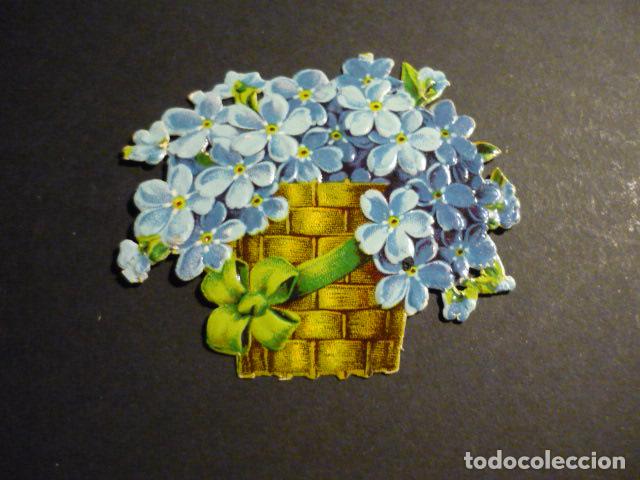Collectionnisme Cartes &agrave; collectionner massicot&eacute;es anciennes: CESTA CON FLORES CROMO TROQUELADO