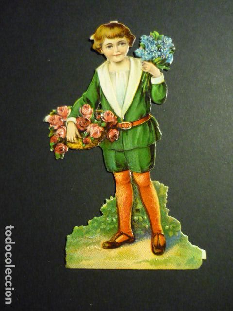 Collectionnisme Cartes &agrave; collectionner massicot&eacute;es anciennes: NI&Ntilde;O CON FLORES CROMO TROQUELADO