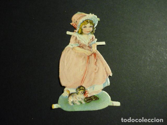 Coleccionismo cromos troquelados antiguos: NI&Ntilde;A CON PERRO CROMO TROQUELADO