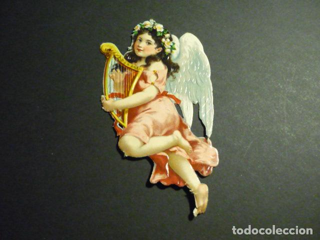 Coleccionismo cromos troquelados antiguos: ANGEL TOCANDO HARPA CROMO TROQUELADO