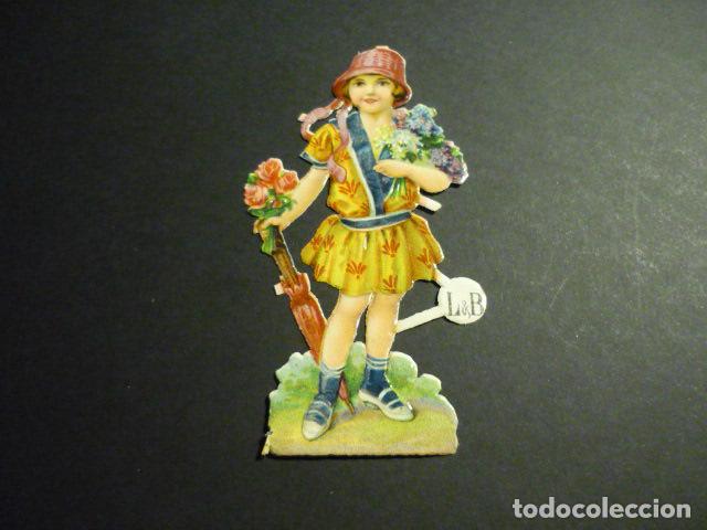 Coleccionismo cromos troquelados antiguos: NI&Ntilde;A CON FLORES CROMO TROQUELADO