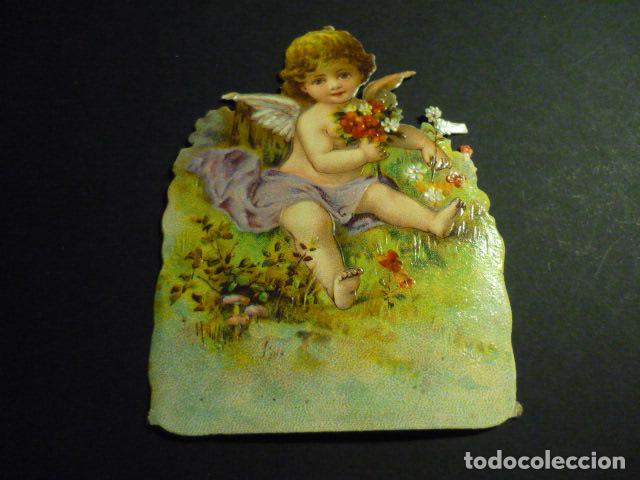Coleccionismo cromos troquelados antiguos: ANGEL CON FLORES CROMO TROQUELADO
