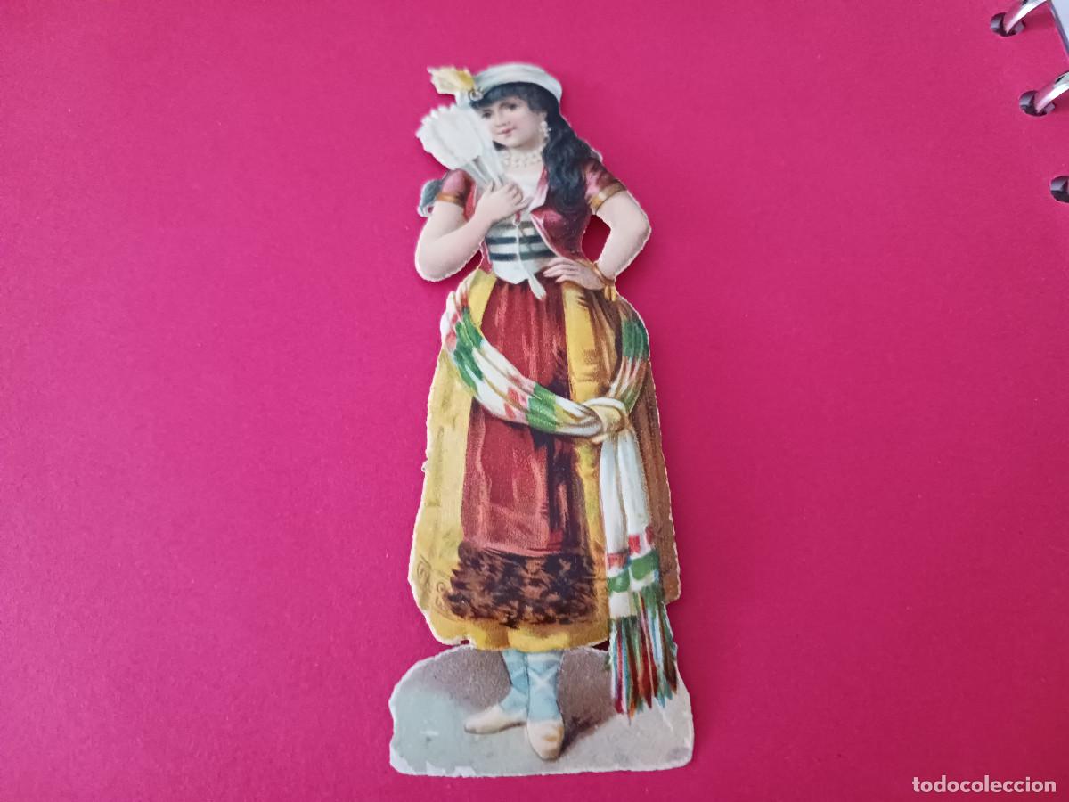 Coleccionismo cromos troquelados antiguos: cromo troquelado, se&ntilde;ora con abanico y turbante, sin nombre comercial
