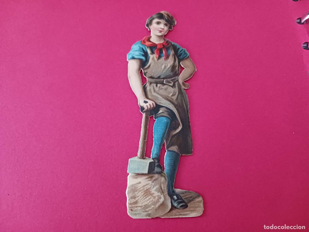 Coleccionismo cromos troquelados antiguos: cromo troquelado, picadedrero con mazo, sin nombre comercial