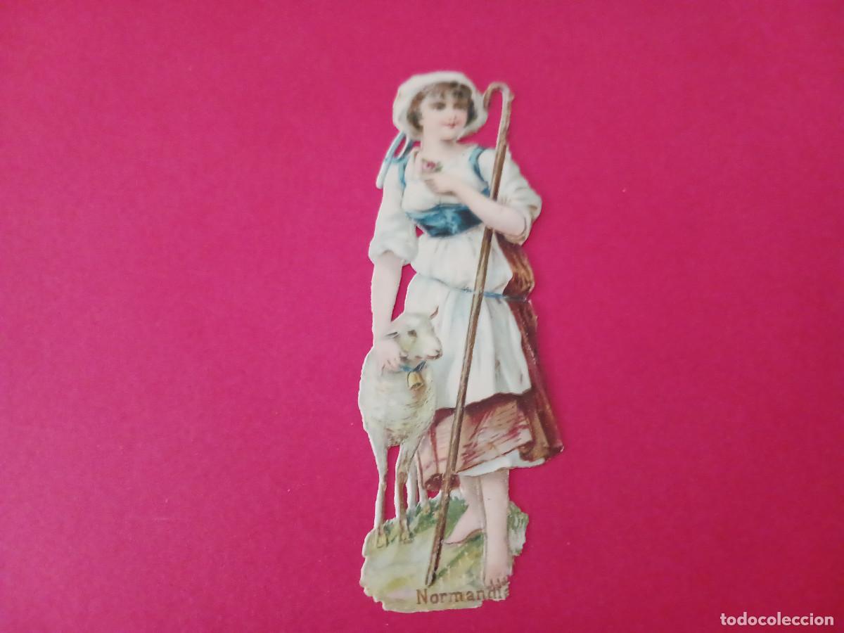 Coleccionismo cromos troquelados antiguos: cromo troquelado, pastora de normandia, sin nombre comercial