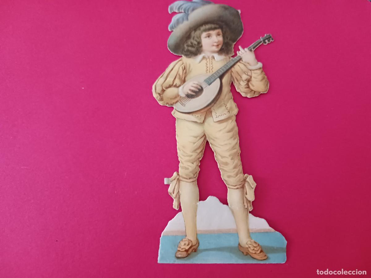Coleccionismo cromos troquelados antiguos: cromo troquelado, chico con laud, sin nombre comercial