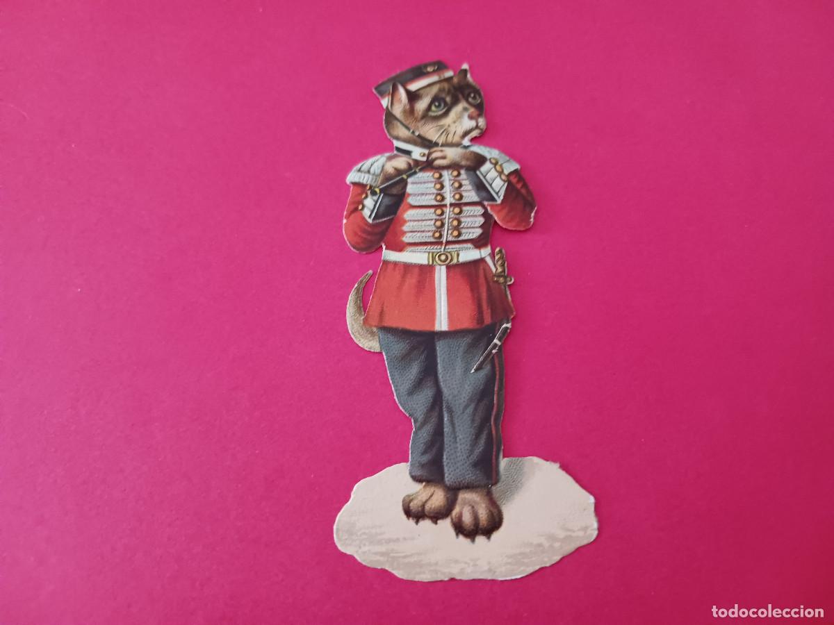 Coleccionismo cromos troquelados antiguos: cromo troquelado, perro customizado tocando flauta, sin nombre comercial