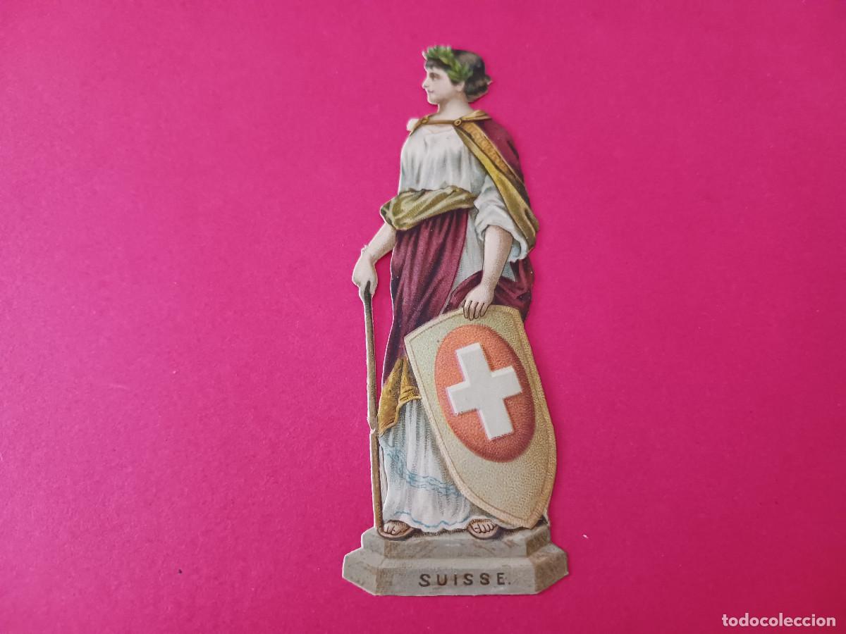 Coleccionismo cromos troquelados antiguos: cromo troquelado, guerrera suiza, sin nombre comercial