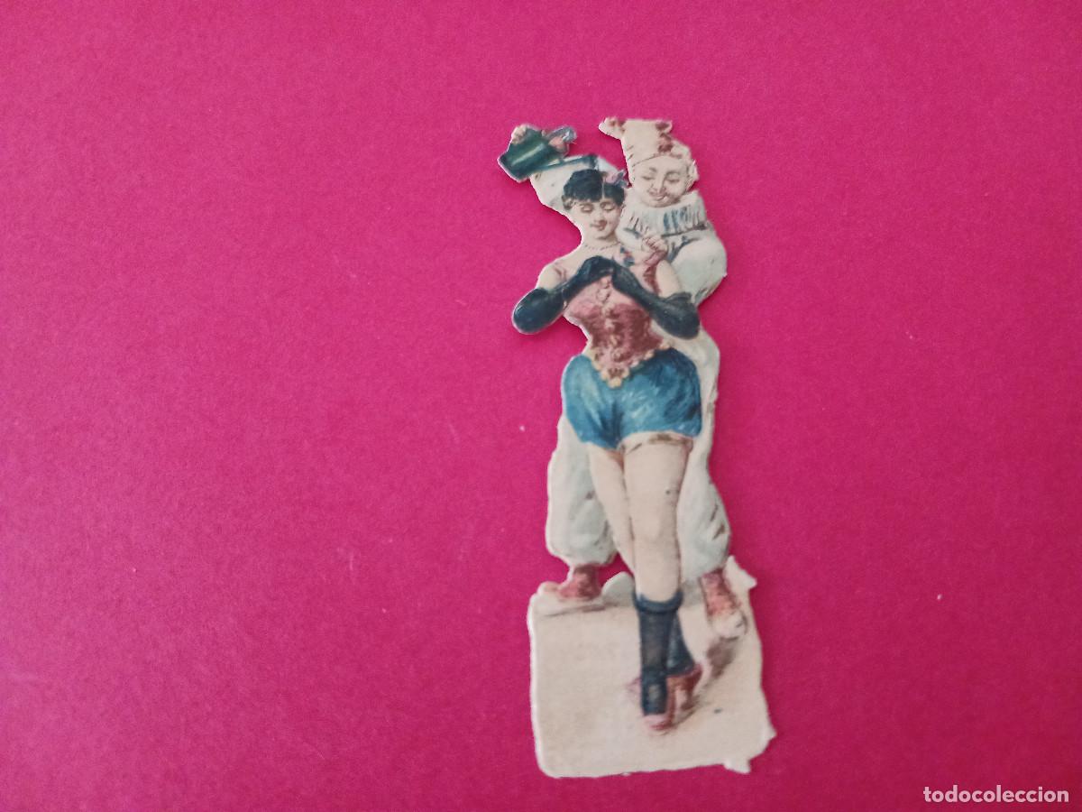 Coleccionismo cromos troquelados antiguos: cromo troquelado, vedette y payaso, sin nombre comercial