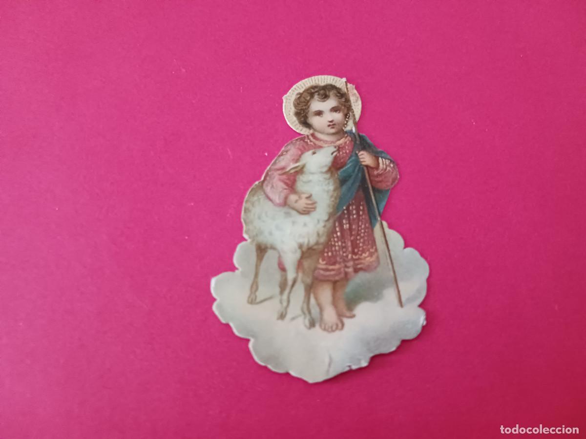 Coleccionismo cromos troquelados antiguos: cromo troquelado, ni&ntilde;o jesus y cordero, sin nombre comercial