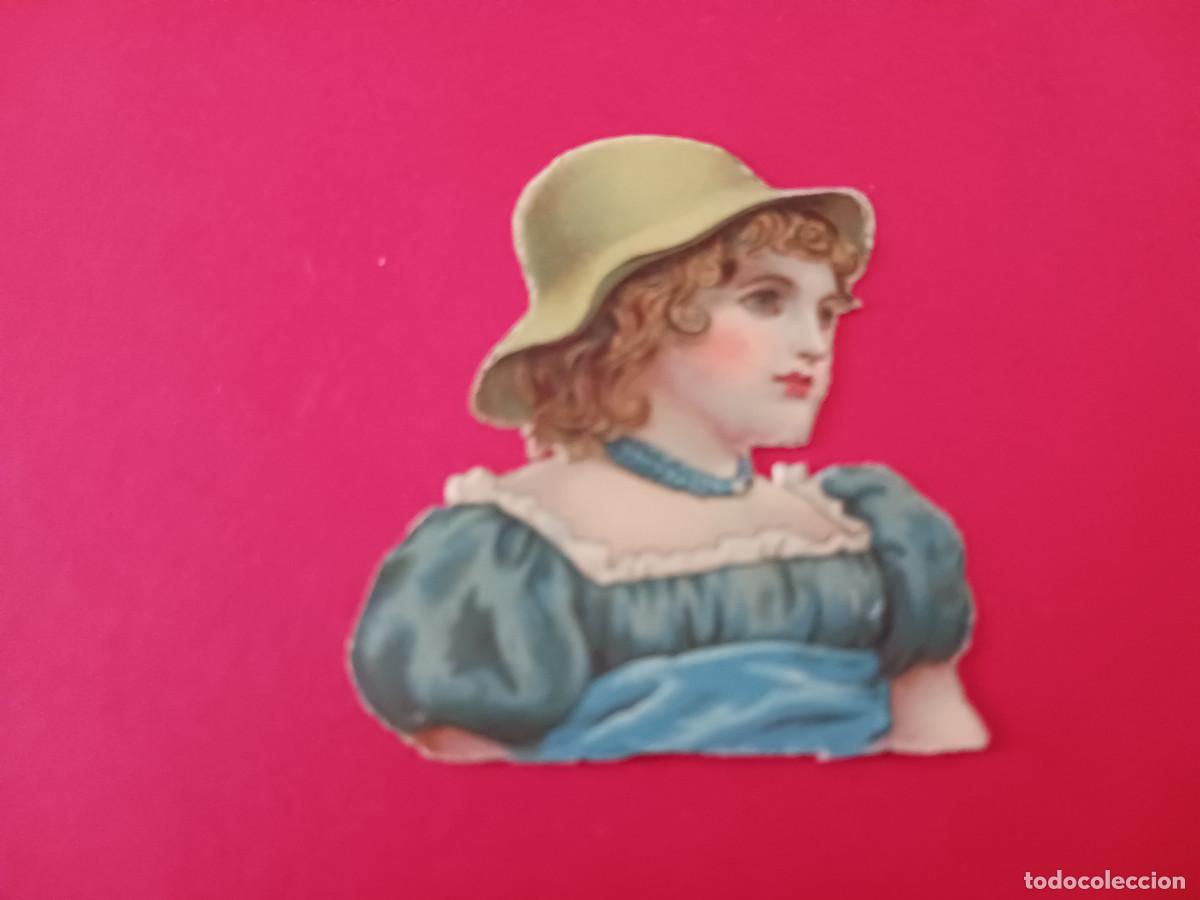 Coleccionismo cromos troquelados antiguos: cromo troquelado, chica con sombrero, medio cuerpo, sin nombre comercial