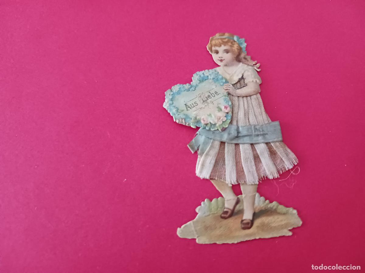 Coleccionismo cromos troquelados antiguos: cromo troquelado, montaje con corazon, sin nombre comercial