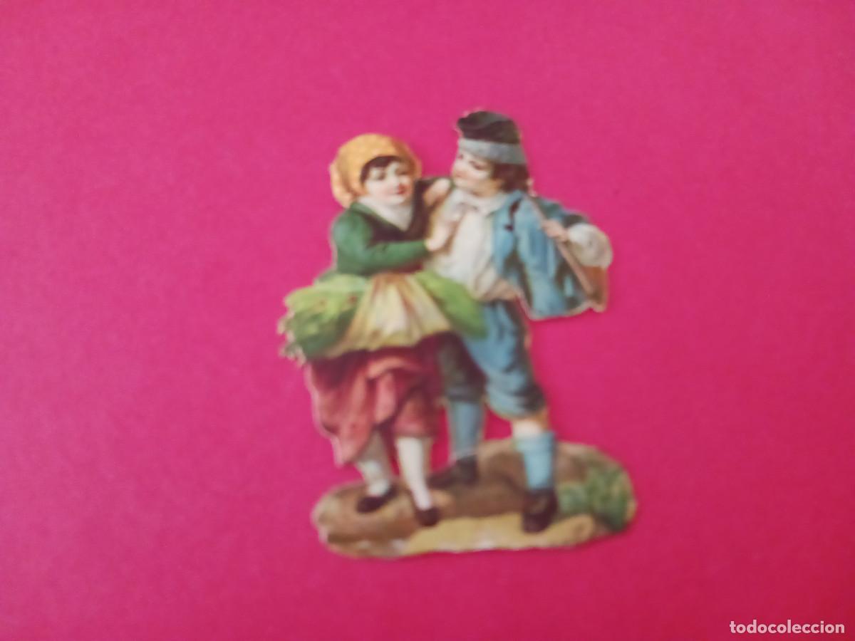 Coleccionismo cromos troquelados antiguos: cromo troquelado, pareja de ni&ntilde;os, sin nombre comercial