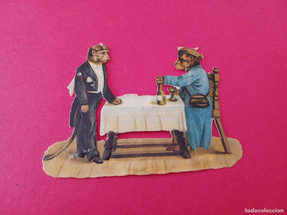 Coleccionismo cromos troquelados antiguos: cromo troquelado, perros customizados en restaurante, sin nombre comercial