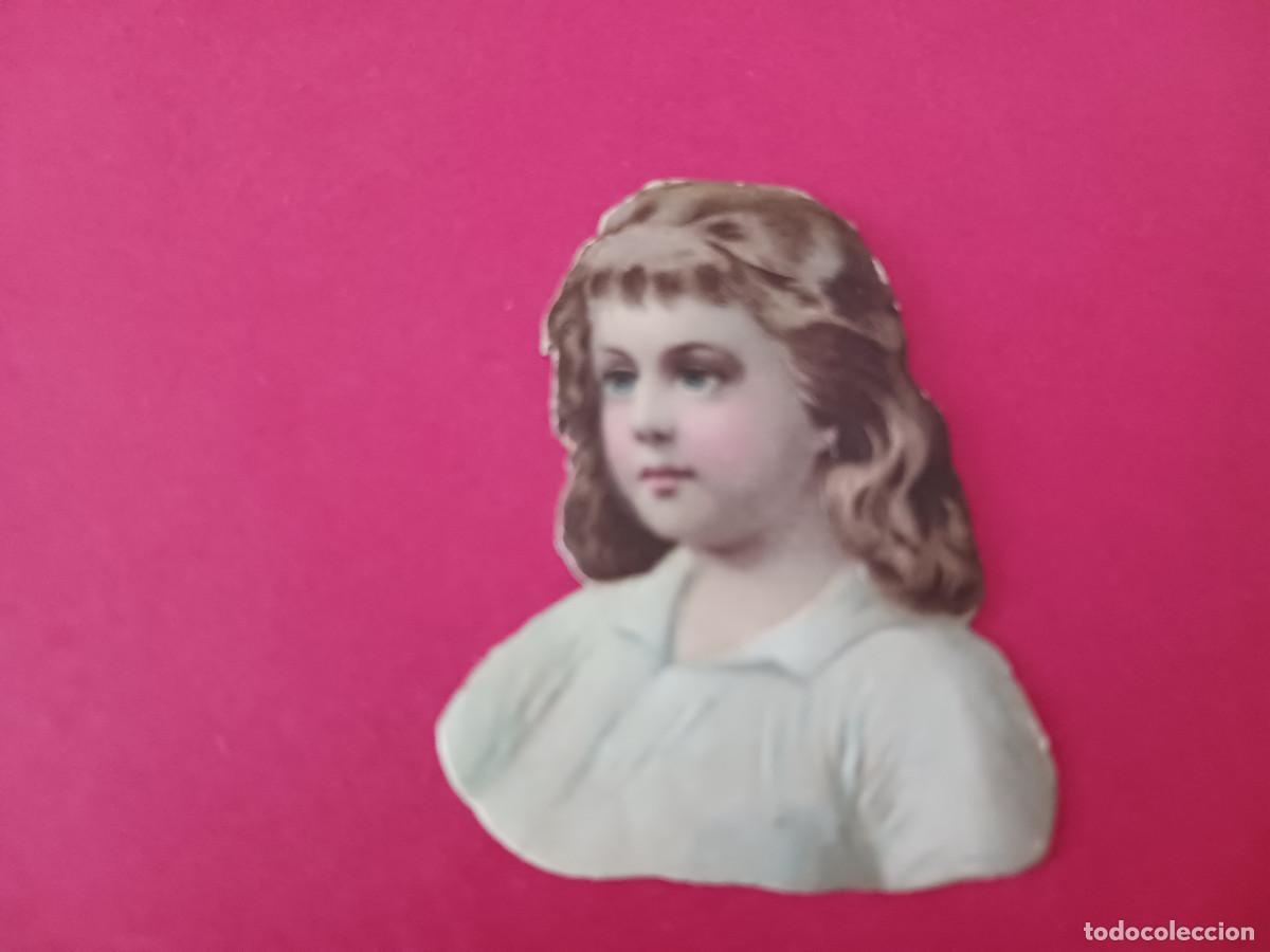 Coleccionismo cromos troquelados antiguos: cromo troquelado, cabeza de chica, sin nombre comercial