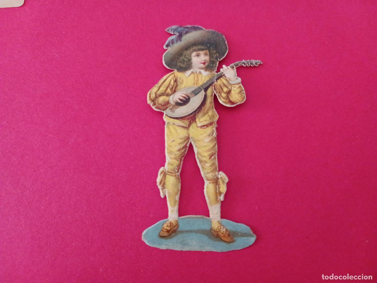 Coleccionismo cromos troquelados antiguos: cromo troquelado, chico con laud, sin nombre comercial