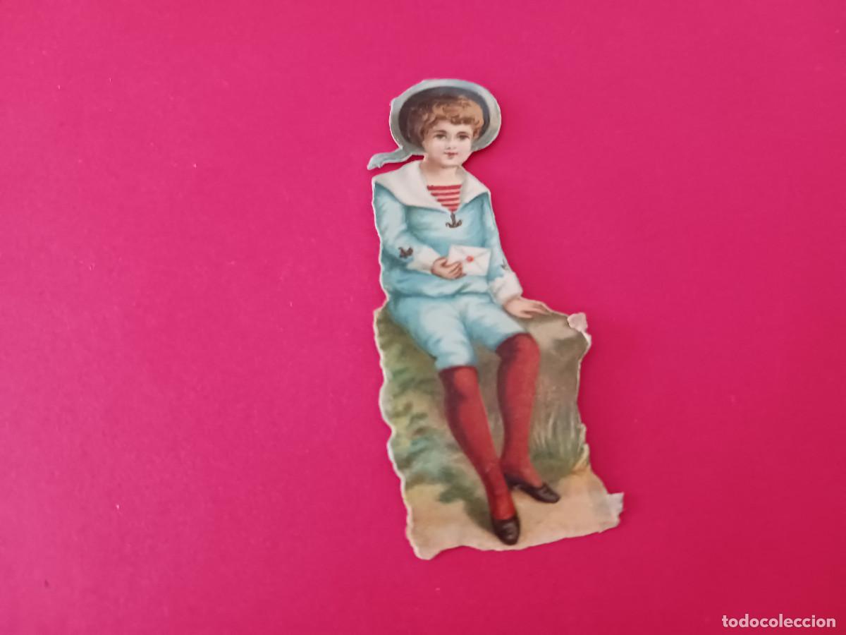 Coleccionismo cromos troquelados antiguos: cromo troquelado, chico marinero con carta, sin nombre comercial