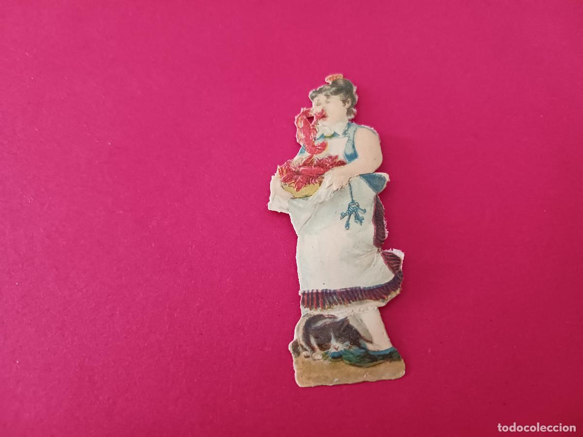 Coleccionismo cromos troquelados antiguos: cromo troquelado, cangrejo muerde a sra., sin nombre comercial
